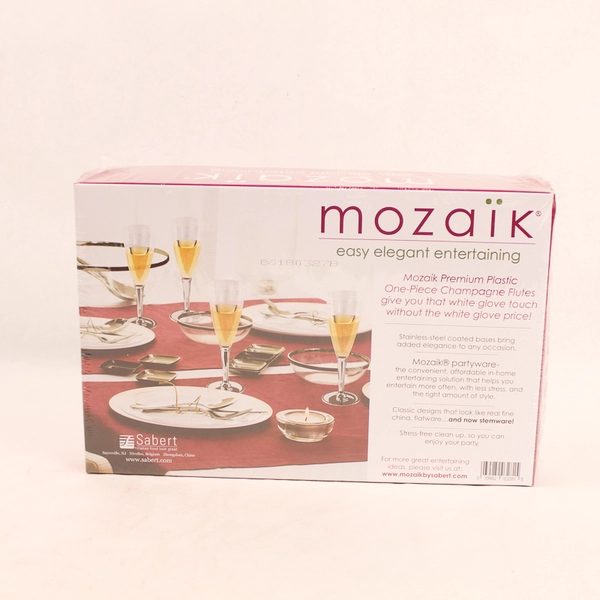 Mozaik 8-Piece Premium Plastic Champagne Flutes Set - New & Sealed
