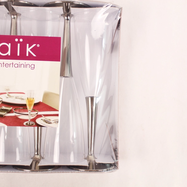 Mozaik 8-Piece Premium Plastic Champagne Flutes Set - New & Sealed