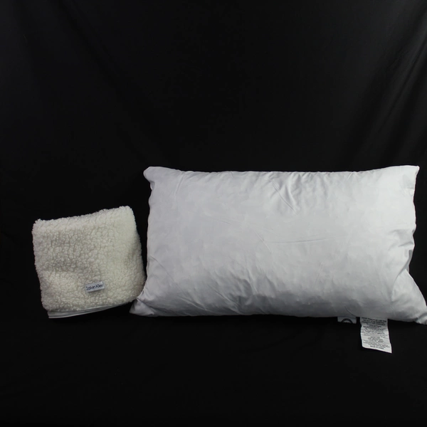 Calvin Klein White Sherpa Throw Pillow 22.5"x13.5" Zip Closure Home Decor