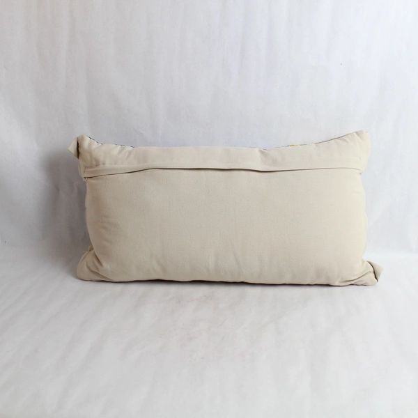 Max Peefer Cream Pink Blue Throw Pillow 25x13in Pre-Owned Home Decor Stain