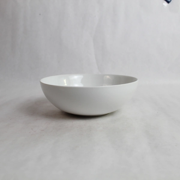 Crate & Barrel White 8" Serving Bowl Pre-Owned with Scratches Pottery