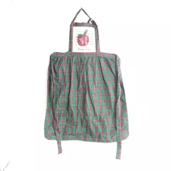 Vintage John Ritzenthaler Plum Tart Apron Green Red Plaid Kitchen Bib 35"