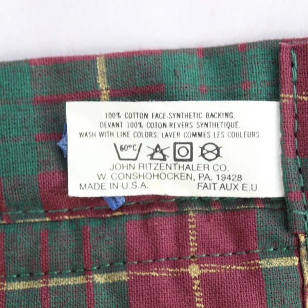Vintage John Ritzenthaler Plum Tart Apron Green Red Plaid Kitchen Bib 35"