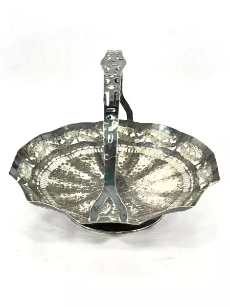 Vintage Apollo Sheffield EPS Nickel Silver Pierced Basket with Handle #3204