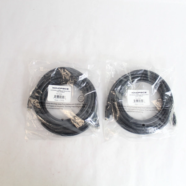 Lot of 2 Monoprice 14ft Cat6 24AWG UTP Ethernet Network Cables Black Sealed