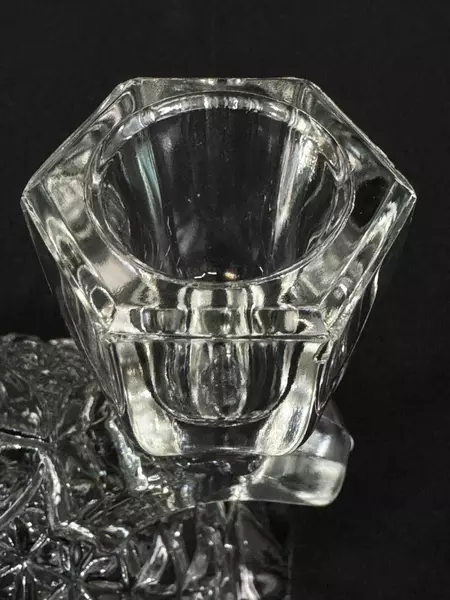 Vintage Imperial Glass Laced Edge Double Candlestick Holder 1950s 4.5" Tall