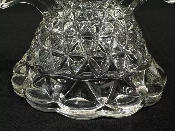 Vintage Imperial Glass Laced Edge Double Candlestick Holder 1950s 4.5" Tall