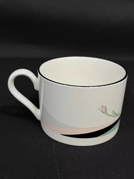 Set of 4 Sango Jolie White Coffee Cups Pink Flowers Green Leaves Vintage