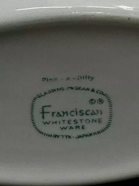 Vintage Franciscan Pink a Dilly Whitestone Ware Gravy Boat Pink Roses