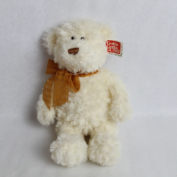 Gotta Get a Gund Pearly White Plush Bear with Caramel Bow 12.5" Tag Attached