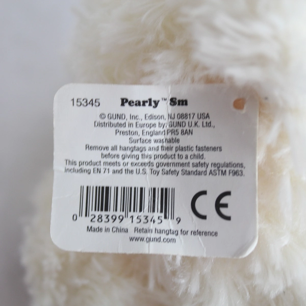 Gotta Get a Gund Pearly White Plush Bear with Caramel Bow 12.5" Tag Attached