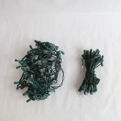 Lot of 2 Mini Clear White String Lights 100 & 50 Bulbs Green Wire Pre-owned