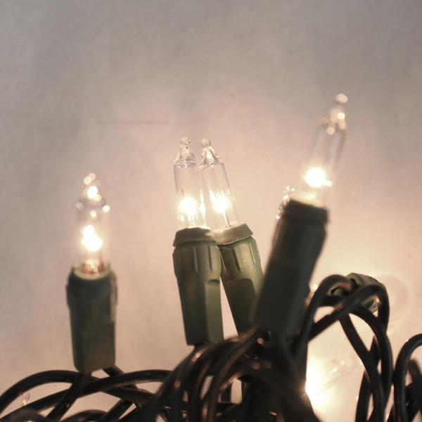 Lot of 3 Mini Christmas Lights 50 Clear Bulbs Green String Holiday Decor