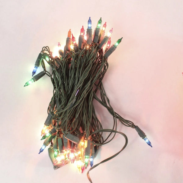 Lot of 3 Mini Multicolored Christmas Lights 20' Green String Holiday Decor