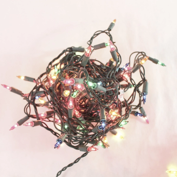 Lot of 3 Mini Multicolored Christmas Lights 20' Green String Holiday Decor