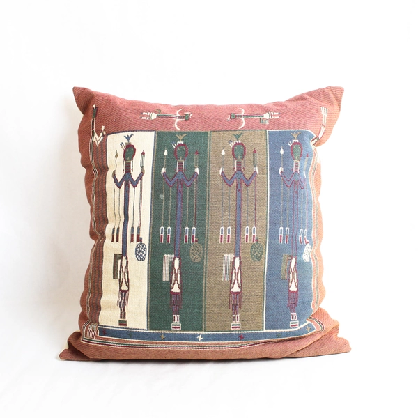 Southwestern Style 22x22 Burgundy Green Blue Decorative Pillow Pre-Owned