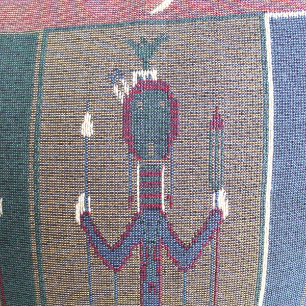 Southwestern Style 22x22 Burgundy Green Blue Decorative Pillow Pre-Owned