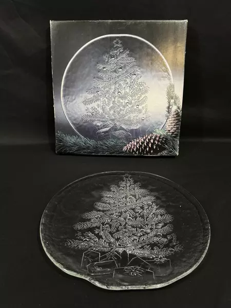Holiday Collection 13" Crystal Christmas Tree Platter Good Condition