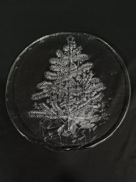Holiday Collection 13" Crystal Christmas Tree Platter Good Condition
