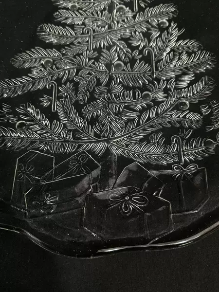 Holiday Collection 13" Crystal Christmas Tree Platter Good Condition