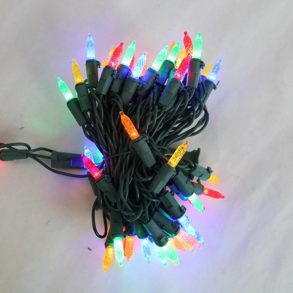 Sienna 50 Mini Multicolored Faceted Christmas Lights 16' Green String Decor