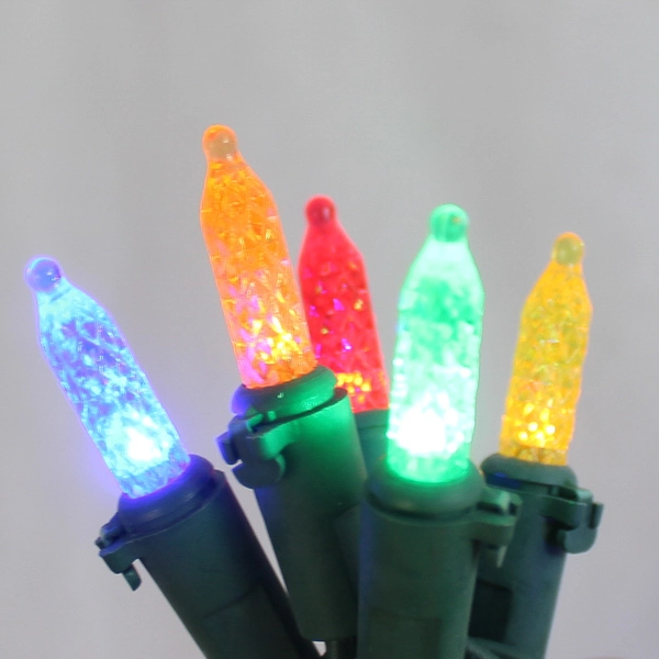 Sienna 50 Mini Multicolored Faceted Christmas Lights 16' Green String Decor