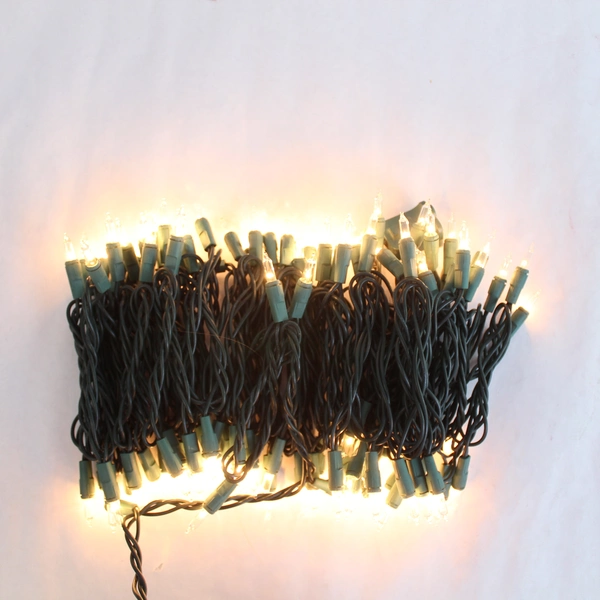 Clear Mini Christmas Lights on Green Wire 366" Strand Holiday Decor Tested