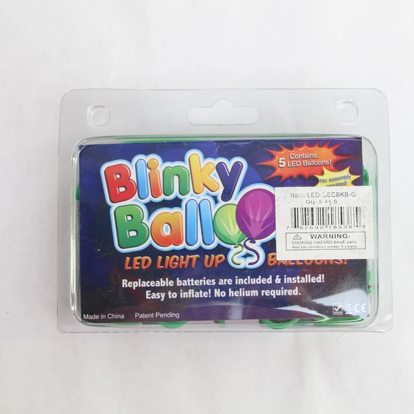 3 Packs of 5 LED Light-Up Green Balloons Blinky Balloons Birthday St Patrick's