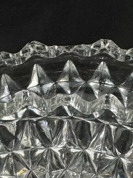 Lot of 3 Crystal Bowls Candle Holders 2-in-1 Diamond Pattern Saw Tooth Rim