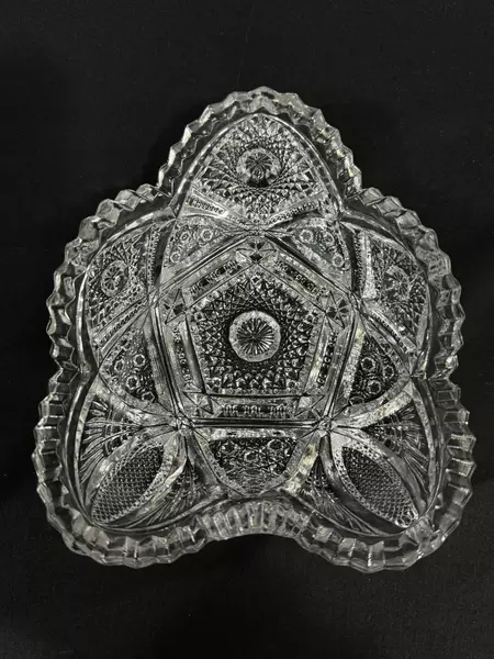 Imperial Glass Nucut 212 Heart-Shaped Olive Dish 6" Clear Decorative Bowl