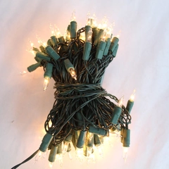 Strand Clear Flashing Mini Christmas Lights 15 Bulbs Green Wire 494" Long