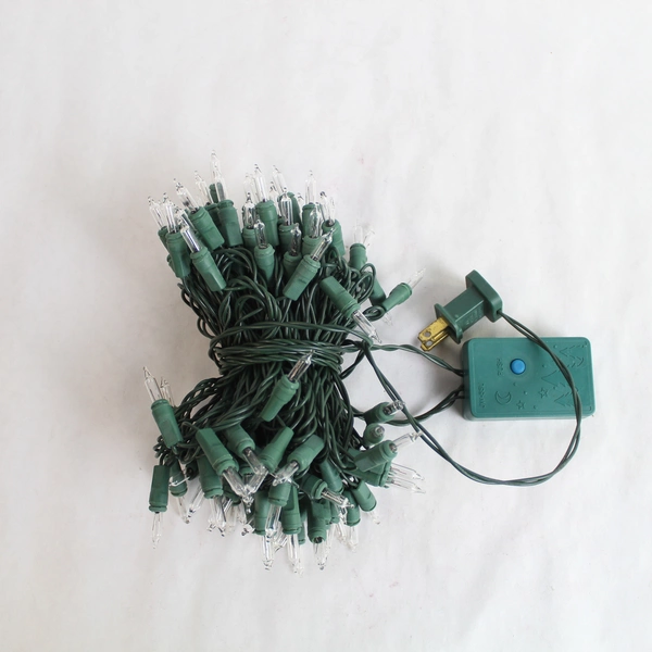 Strand Clear Flashing Mini Christmas Lights 15 Bulbs Green Wire 494" Long