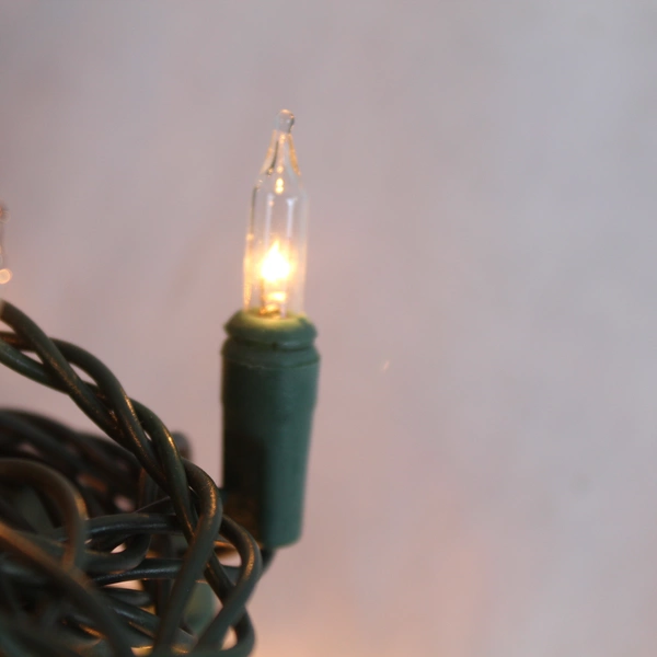 Strand Clear Flashing Mini Christmas Lights 15 Bulbs Green Wire 494" Long