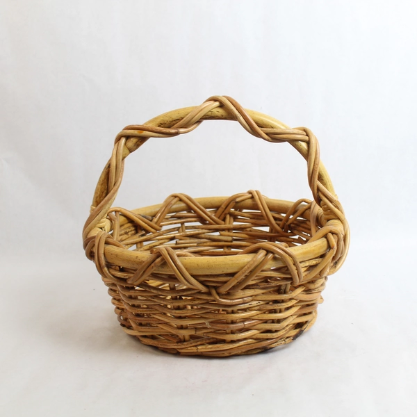 Vintage Decorative Wooden Basket with Handle 11" Tall Easter Centerpiece