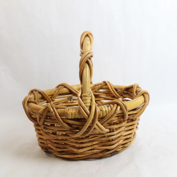 Vintage Decorative Wooden Basket with Handle 11" Tall Easter Centerpiece