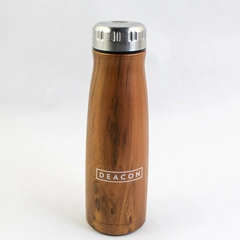 Deacon Faux Wood Travel Mug Vacuum Flask 9.25" Tall Stainless Steel Flask