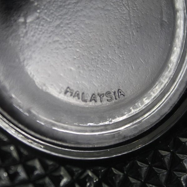 Vtg KIG Malaysia Clear Glass Candy Dish Lid Fleur De Lis Hearts Valentines