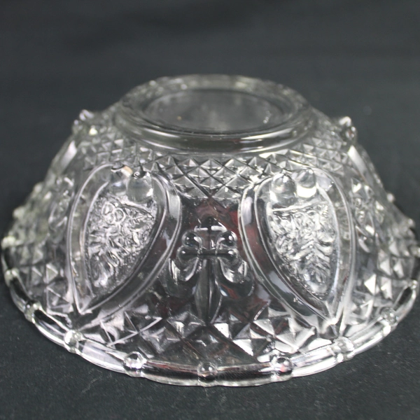 Vtg KIG Malaysia Clear Glass Candy Dish Lid Fleur De Lis Hearts Valentines
