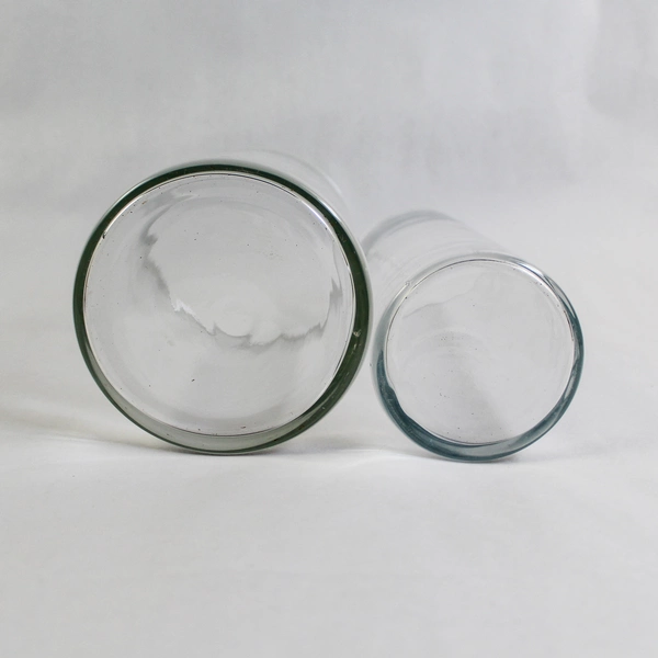 Lot of 2 Clear Glass Vases 9" Tall & 7.75" Tall Wedding Centerpiece Decor