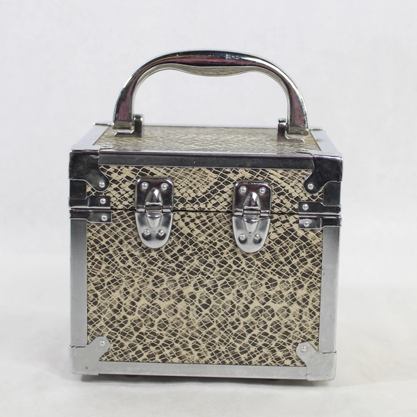 Vintage Brown Beige Scales Trinket Box with Key One Compartment Collectible