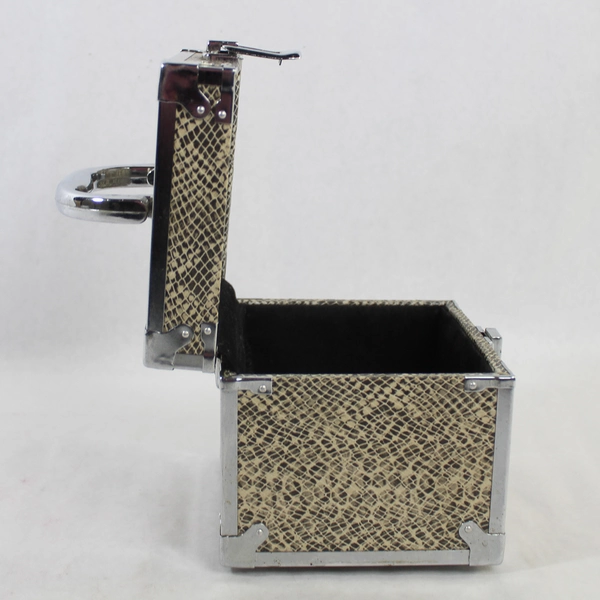 Vintage Brown Beige Scales Trinket Box with Key One Compartment Collectible