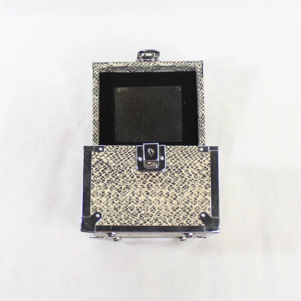 Vintage Brown Beige Scales Trinket Box with Key One Compartment Collectible