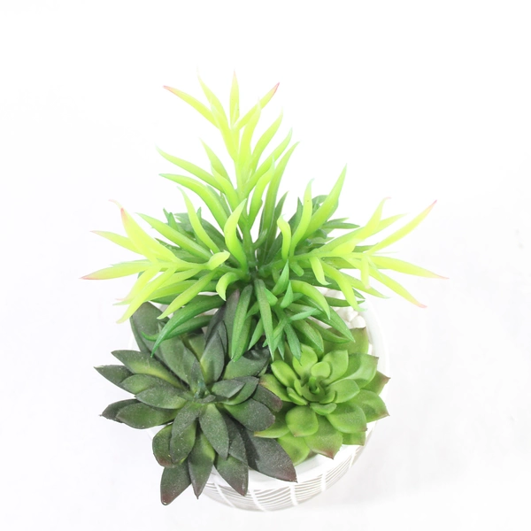 Artificial Succulent Arrangement in Taupe Planter 8.5" Tall Home Decor