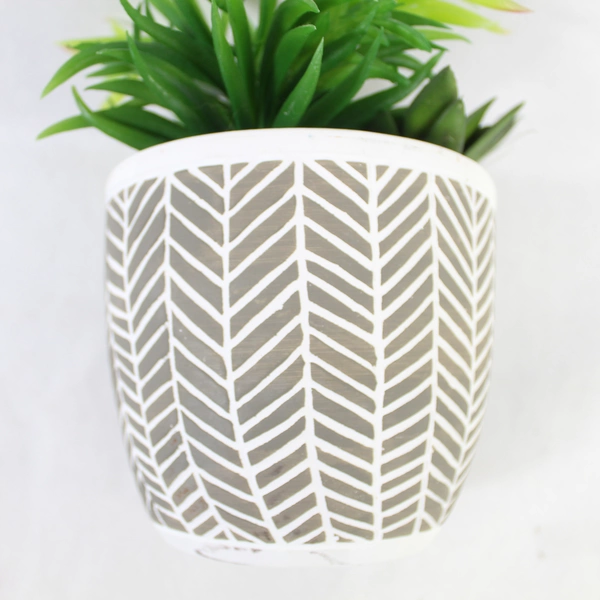 Artificial Succulent Arrangement in Taupe Planter 8.5" Tall Home Decor