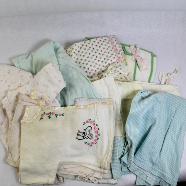 Lot of 10 Pre-Owned Infant Gowns Fabric Cutters DIY Craft Stained Material