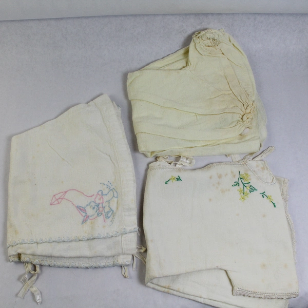 Lot of 10 Pre-Owned Infant Gowns Fabric Cutters DIY Craft Stained Material