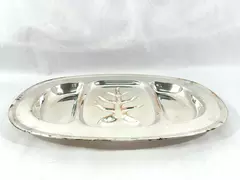 Vintage National Silver Moss Rose 3-Section Divided Tray 20.25" Silver Plate