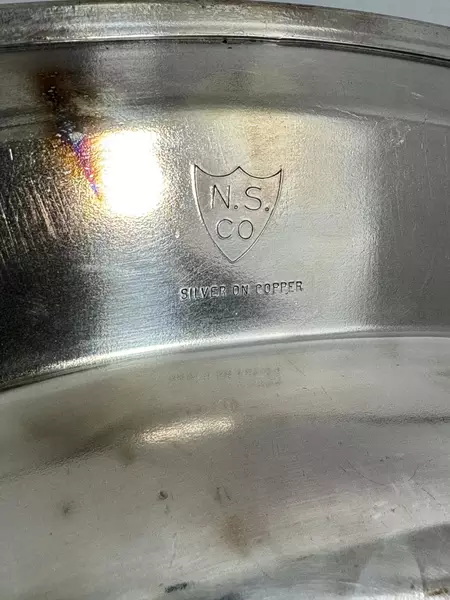 Vintage National Silver Moss Rose 3-Section Divided Tray 20.25" Silver Plate