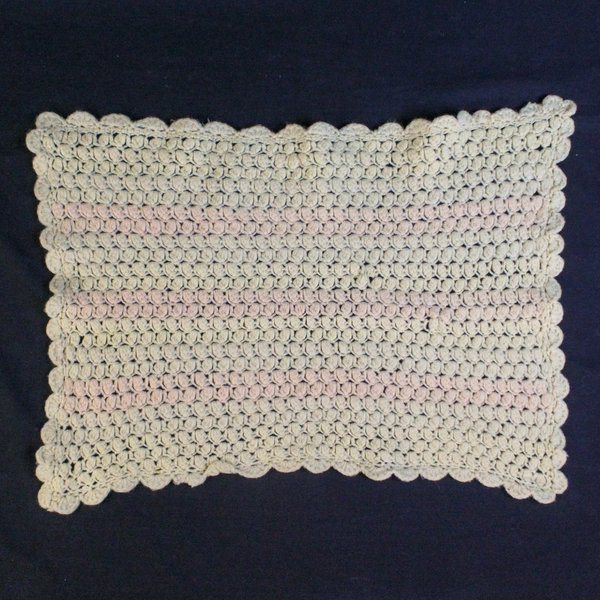 Lot of 2 Handmade Crochet Baby Blankets Knit Nursery Throws Cream Flaws