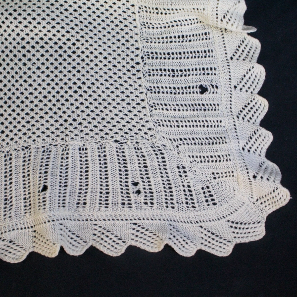 Lot of 2 Handmade Crochet Baby Blankets Knit Nursery Throws Cream Flaws